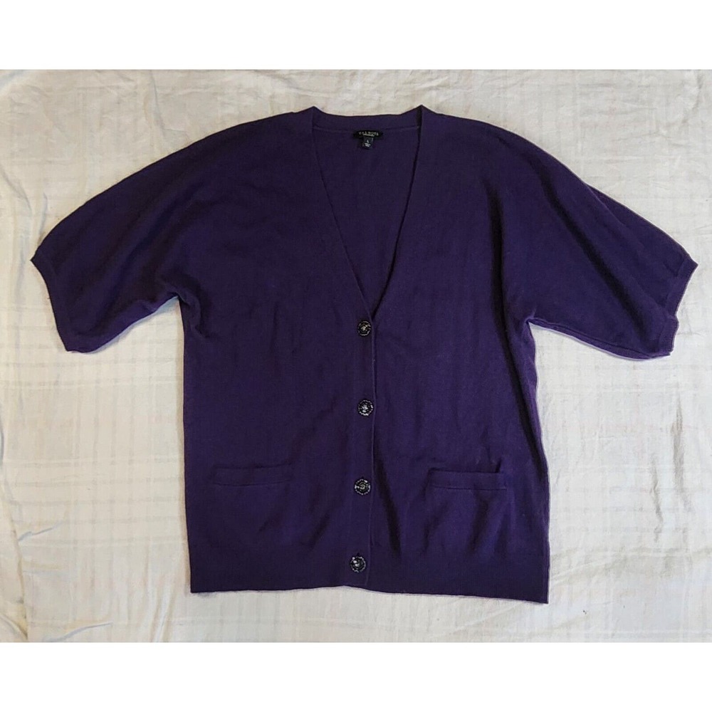 Talbots Womens Cashmere Blend Lightweight Cardigan Sequened Buttons L - Picture 5 of 9